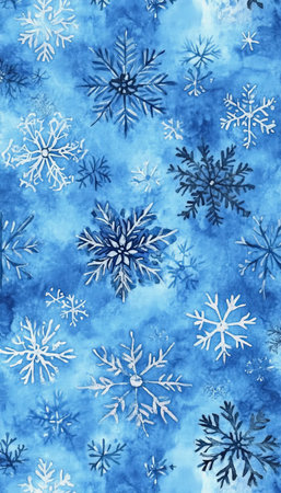 Frosty Blue Winter Wonderland A Background of Playful, Delicate Snowflakes on a Textured Backdropの素材