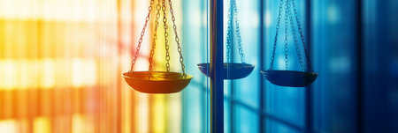 Scales of Justice with Abstract Colors Law, Order, and Legal Services in Vibrant Tonesの素材