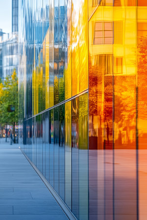 Urban Modern Architecture, Reflections of Glass, Sunlight Golden Hour, Abstract Cityscapeの素材