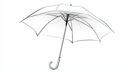 Line Art Umbrella Illustration, Minimalist Contour Drawing for Coloring Books On White Backgroundの素材