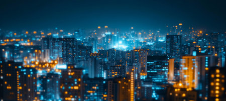 Vibrant City Skyline. Abstract Urban Night Lights. Hospitality and Travel Background - Imageの素材