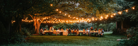 Diverse friends enjoying a vibrant picnic meal together under a shaded tree for lifestyle contentの素材