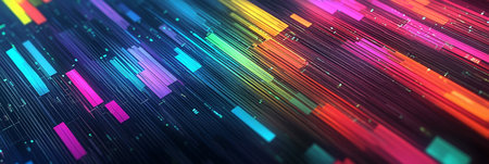 Colorful Marketing Charts, Abstract Flowing Graphs Data, Vibrant Background Design Conceptの素材