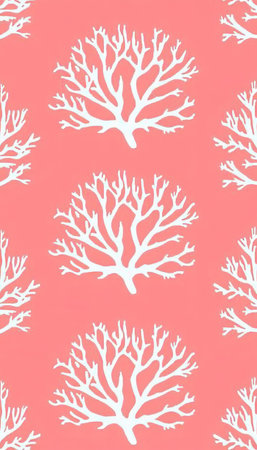 Seamless Pattern, Coral Design. Delicate Coral Silhouettes Against a Cheerful Background.の素材