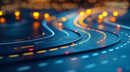 Flowing Lines of Transportation Abstract Logistics and Supply Chain Network Backgroundの素材