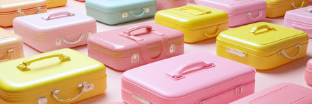 Pastel Paradise A Collection of Stylish Suitcases for Business and Travel Adventuresの素材