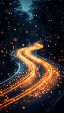 Abstract Light Trails, Representing Marketing Strategies and Futuristic Advertising Backgroundの素材