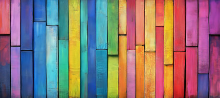 Vivid Colors, Abstract Background of Vertical Wooden Planks, Construction and Design Conceptの素材