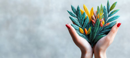 Woman s Hands Gently Holding Colorful, Abstract Symbolizing Hope, Donations Charity And Aidの素材