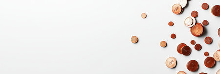 Scattered Coins On White Background Savings, Investment, And Financial Growth Concept.の素材