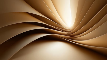 Beige Abstract Background. Soft Wavy Lines and Smooth, Elegant Curves for Design Project.の素材