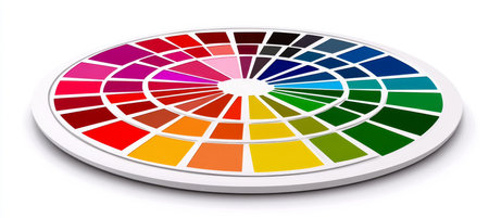Color Wheel A Vibrant Spectrum of Saturated Hues in Perfect Harmony, Isolated on White.の素材