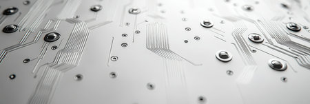 Abstract Circuit Board Detail Minimalistic White Design for Electronics and Technology Conceptsの素材