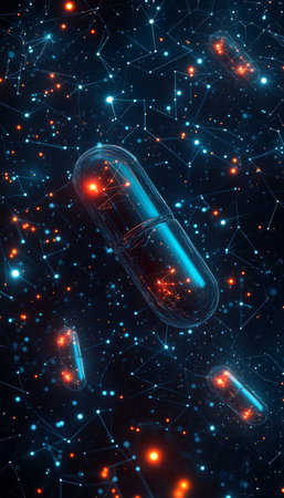 Pharmaceutical Innovation. Abstract Shapes of Health and Wellness,, Blurred. 3D Illustrationの素材