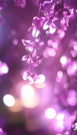 Dreamy Purple Floral Background, Soft Focus and Bokeh Effect for Spring or Romantic Designの素材