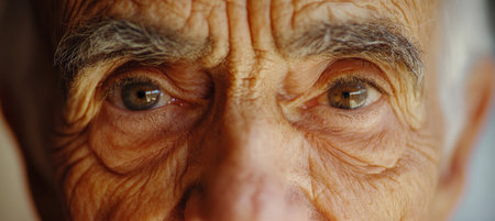 Timeworn Wisdom A Close-Up of An Elderly Man, Wrinkles Etched With Life s Experiencesの素材