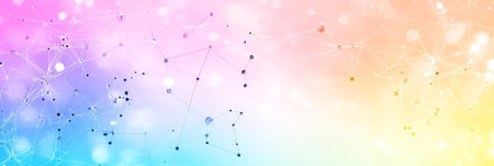 Telecommunications network, dynamic patterns of connections in bright shades on a soft gradient,の素材