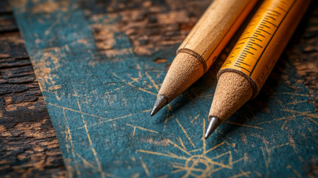 Healthcare Facility Planning Pencils On Blueprint, Designing The Future Of Medical Projectsの素材