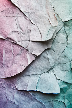 Delicate pastel textured paper  a gentle fusion of pink, lavender, and mint with petal patternsの素材