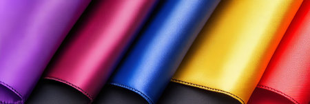 Vibrant Fabric Drapes A Colorful Display of Textile Textures and Fashion Design Elementsの素材