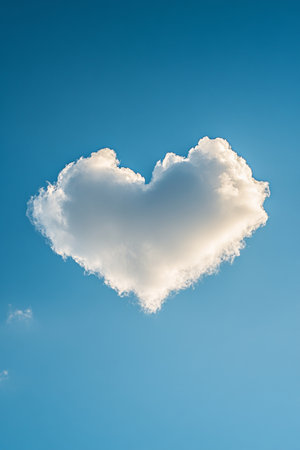 Heart Shaped Cloud On Blue Sky, Love, Valentine s Day, Happiness, Romantic Backgroundの素材