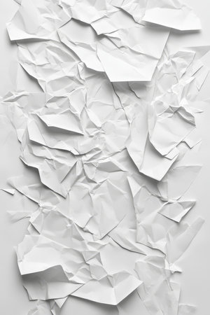 White Crumpled Paper Texture Background, Abstract Pattern With Plenty Copy Space For Text Or Designの素材