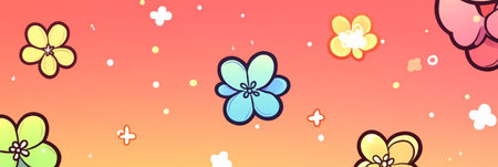 Whimsical Pastel Floral Background, A Delicate and Charming Design with Soothing Hues.の素材