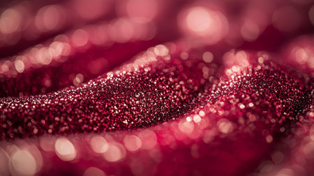Sparkling Crimson Texture Shimmering Luxury Cloth. Glowing Red Background For Festive Designs.の素材