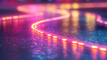 Glowing, Colorful Pathway, Motion Blur, Transportation and Logistics, Futuristic Cityscapeの素材