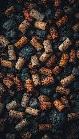 Close-Up, Wine Corks, Texture, Wine, Beverage, Alcohol, Drink, Bar, Restaurant, Party, Celebrationの素材