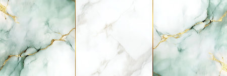 Elegant, Luxurious Light Green Marble Design With Thin Gold Veins. Modern Texture Panels.の素材
