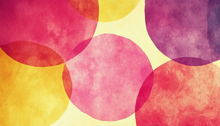 Abstract Watercolor Background, Colorful Circles, Red, Yellow, Purple Gradient, Modern Designの素材