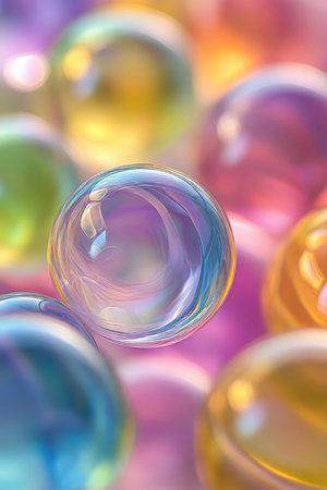 Colorful, Abstract Background With Iridescent Bubbles Evoking Joy, Entertainment, And Artの素材