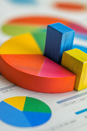 Colorful Marketing Charts For Business, Financial Reports, Data Analysis, And Creativity Conceptsの素材