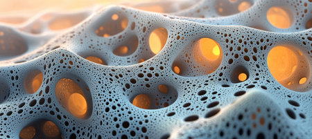 Blue Abstract Structure with A Variety of Holes with an Emphasis On Pores and Smoothness.の素材