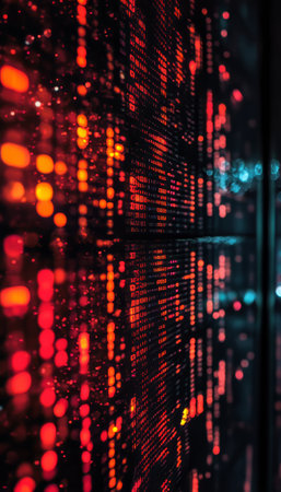 Financial Technology, Abstract Digital Grid With Binary Code Symbolizing The Technology-Driven Worldの素材