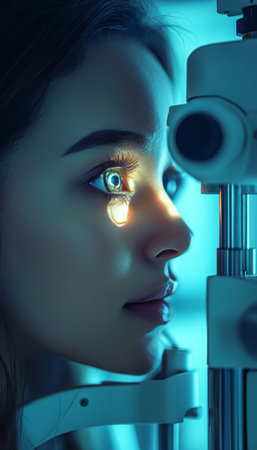 Close-up, Patient, Vision, Slit Lamp, Eye Exam, Optometrist, Cataract, Ophthalmology, Healthcareの素材