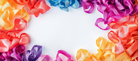 Colorful Ribbons Background With Copy Space, Abstract Design For Festivities And Celebrationsの素材
