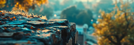 Weathered Texture, Rustic Beauty Close-Up of an Old, Textured Wall bathed in Warm Afternoon Lightの素材