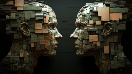 Digital Mind, Left And Right Brain Creative And Logical Hemisphere Symbol, Social Business Mindsetの素材