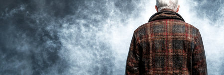 Elderly Man Lost in Thought A Symbolic Image of Depression and Mental Health in Agingの素材