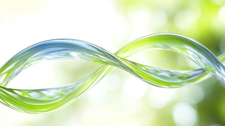 Abstract Blue And Green DNA Double Helix Structure, Biology, Medicine, And Science With Copyspaceの素材