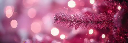Abstract Festive Background With Beautiful Bokeh Christmas Lights And Pink Holiday Decorationの素材