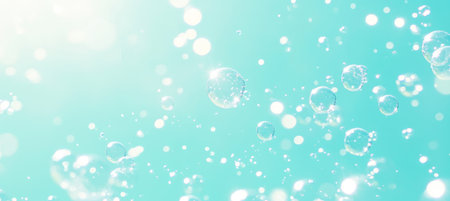 Tranquil And Dreamy Turquoise Background With Floating, Sparkling Air Bubbles In Crystal Clear Waterの素材