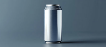 Blank Aluminum Energy Drink Can Mockup on Solid Gray Background Perfect for Beverage Brandingの素材