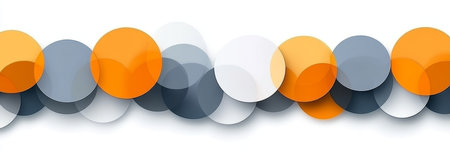 Abstract Background With Overlapping Circles In Pastel Colors On A Soft White Background.の素材