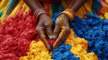 Colorful Hands crafting Colorful Clay for DIY, A close-up of hand crafting with Colors., Artsの素材