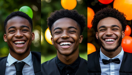 Joyful Graduate with Colorful Balloons Celebrating Academic Achievement and Milestoneの素材