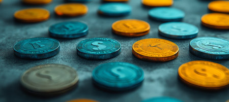 Close-up Photography of Assorted Coins, Abstract Background of Financial Market, Trading Conceptの素材