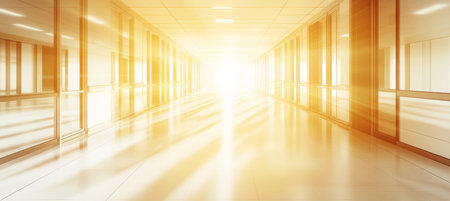 Modern Bright Empty Hallway, Ideal For Banner, Healthcare And Hope Concept Backgroundの素材